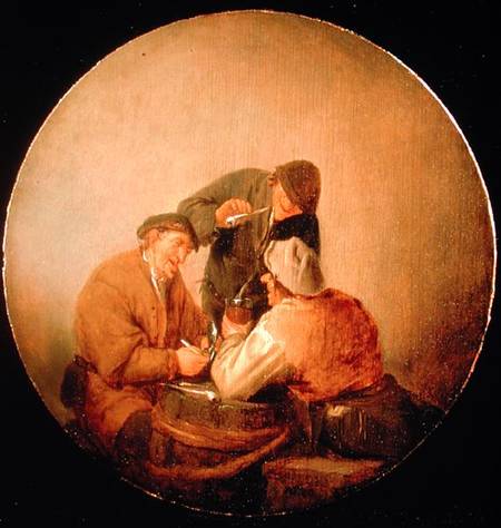 Three Peasants Drinking and Smoking in an Interior van Adriaan van Ostade