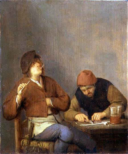 Two Smokers in an Interior van Adriaan van Ostade