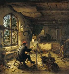 De schilder in zijn atelier - Adriaan van Ostade