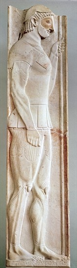 Funerary stela of the Hoplite Aristion, from Velanideza, Attica, c.510 BC (marble) van Aristokles