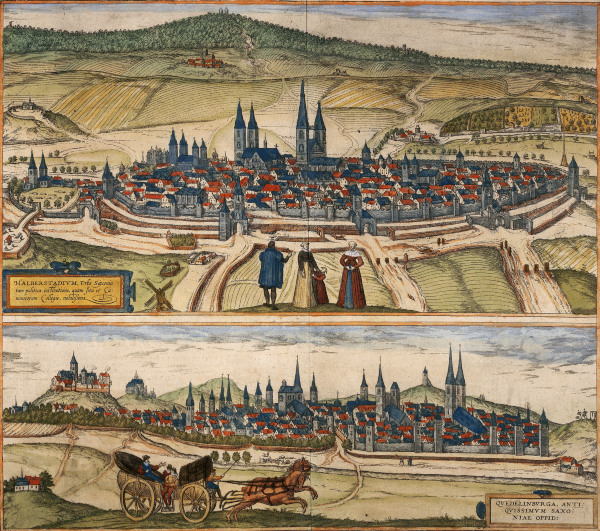 Halberstadt and Quedlinburg van Braun u. Hogenberg