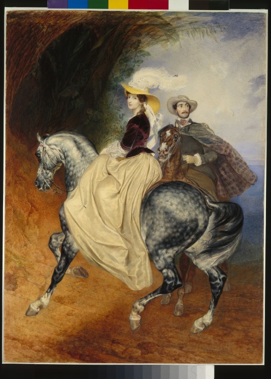 The Horsemen. Portrait of Eugeny and Emily Mussard van Brüllow