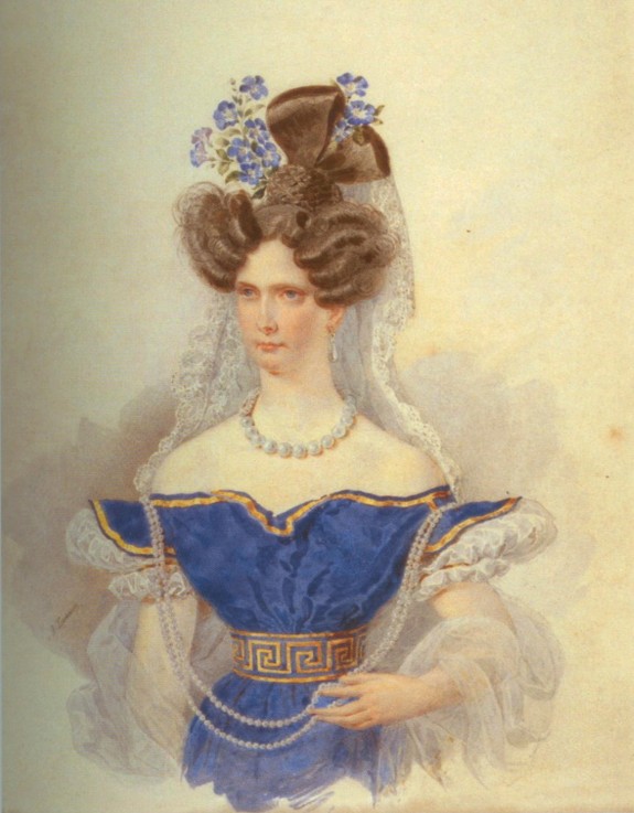 Portrait of Empress Alexandra Fyodorovna (Charlotte of Prussia), Emperor's Nicholas I. wife (1798-18 van Brüllow