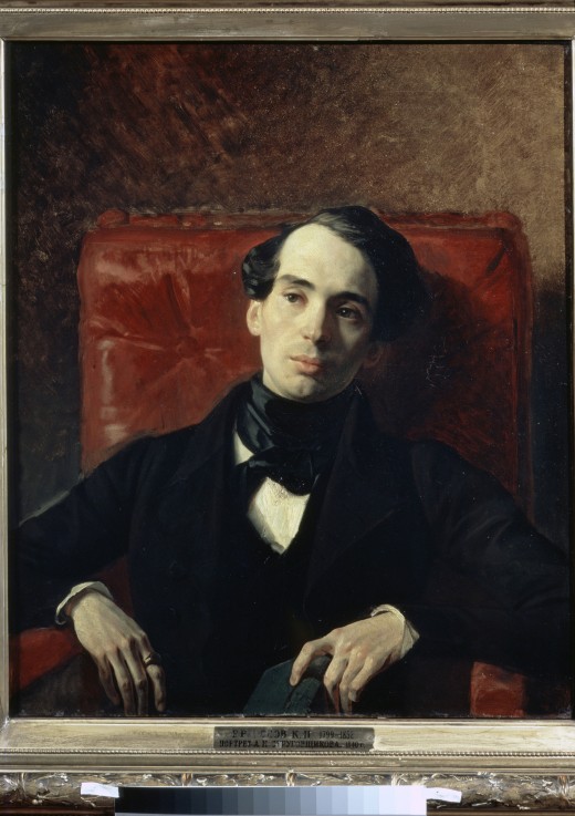 Portrait of the author Alexander Strugovshchikov (1808-1878) van Brüllow