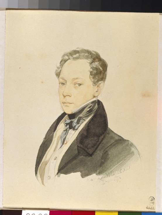 Portrait of the artist Pyotr Basin (1794-1881) van Brüllow