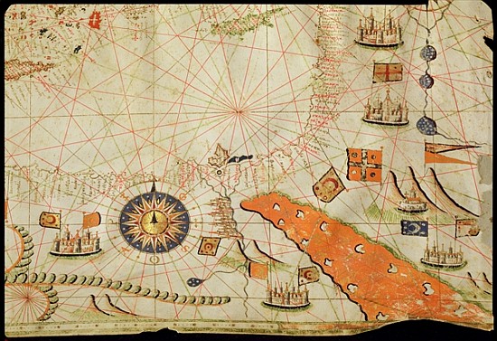 Egypt and the Red Sea, from a nautical atlas of the Mediterranean and Middle East (ink on vellum) van Calopodio da Candia