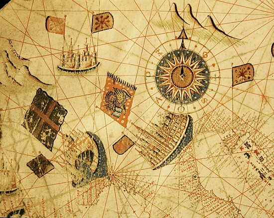 The maritime cities of Genoa and Venice, from a nautical atlas of the Mediterranean and Middle East  van Calopodio da Candia