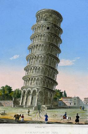Leaning Tower of Pisa , aquatint