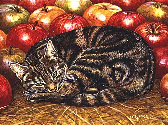 Right-Hand Apple-Cat, 1995 (acrylic on panel)  van Ditz 