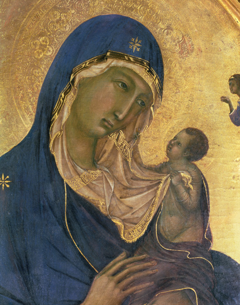 Madonna and Child with SS. Dominic and Aurea, detail of the Madonna and Child, c.1315 (detail of 289 van Duccio di Buoninsegna