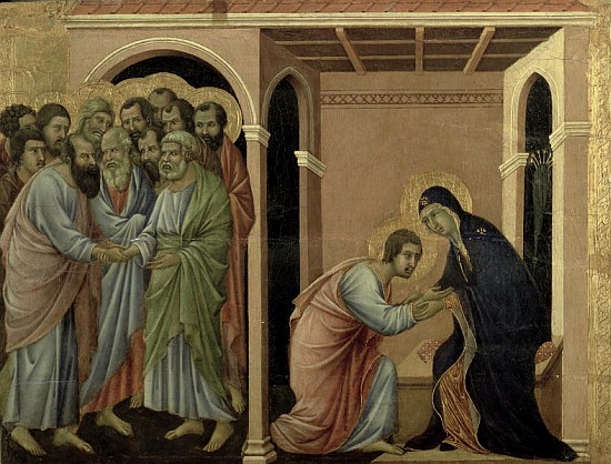 Maesta: The Virgin Says Farewell to St. John, 1308-11 van Duccio di Buoninsegna