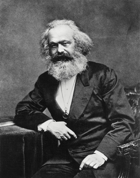 Portret van Karl Marx (1818-1893) (b/w photo)  van English Photographer