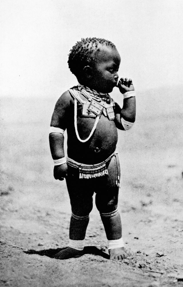 Zulu Girl Sucking First Finger (b/w photo)  van English Photographer