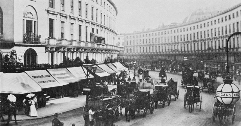 View of Regent Street, c.1884 (b/w photo)  van English Photographer