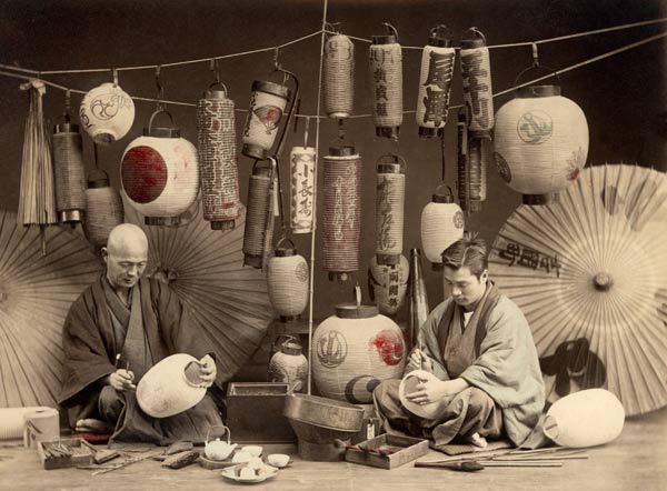 Scene in a Japanese Lantern work Shop (b/w photo) (b/w photo)  van French Photographer