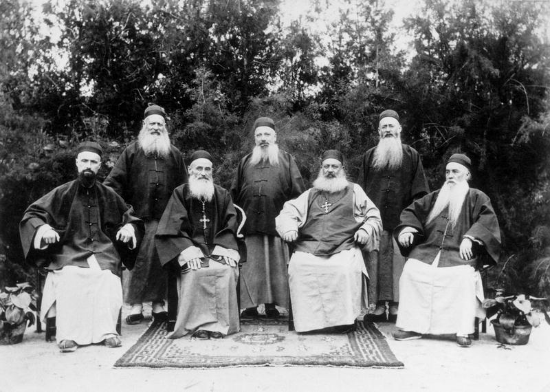 Jesuits from a mission in China, c.1900 (b/w photo)  van French Photographer