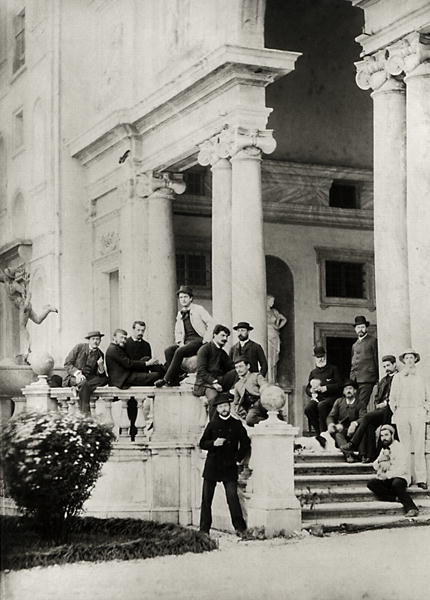 Residents of Villa Medici in Rome, photo sent and dedicated by Claude Debussy (1862-1918) to his par van French Photographer