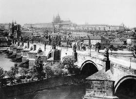 View of Prague showing the Imperial Palace (Hradschin) and the Charles Bridge, 