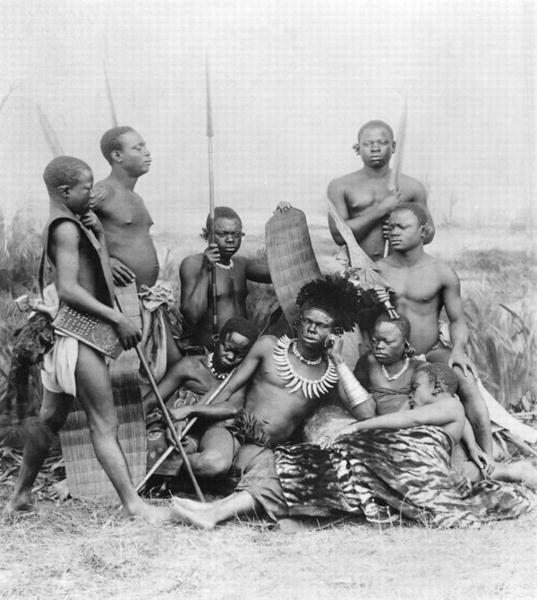 Warriors, Belgian Congo, 1894 (b/w photo)  van French Photographer
