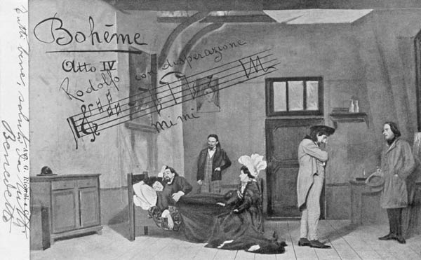 Scene from Act IV of the opera ''La Boheme'', by Giacomo Puccini (1858-1924) van Giacomo Puccini