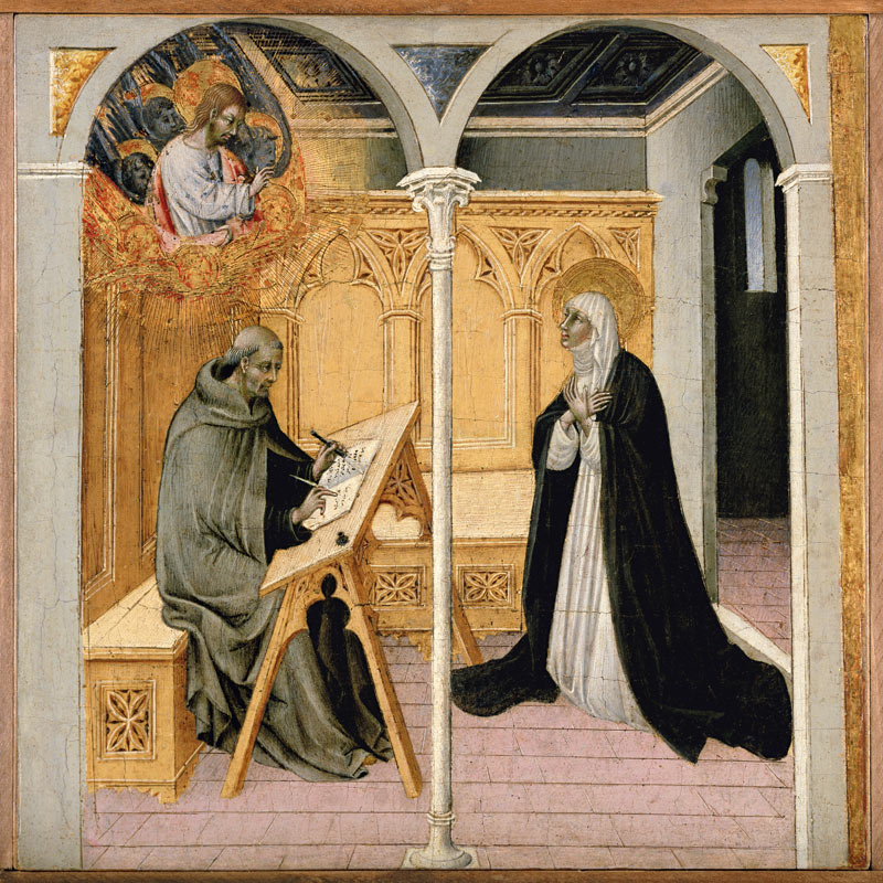 St. Catherine of Siena Dictating Her Dialogues van Giovanni di Paolo di Grazia