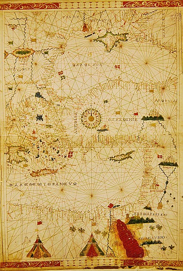 The Eastern Mediterranean, from a nautical atlas, 1520(see also 330914) van Giovanni Xenodocus da Corfu