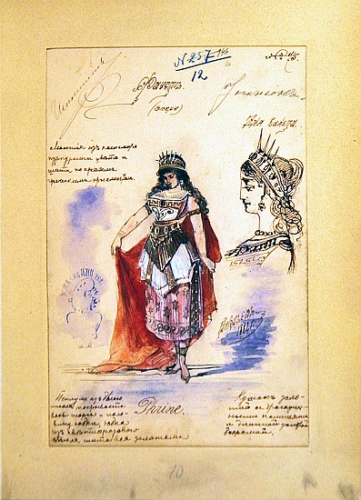 Costume designs for the role of Phrine in the opera ''Faust'', Charles Gounod (1818-93) 1882 van Grigoriev