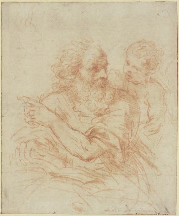 Der Heilige Hieronymus mit einem Engel van Guercino (Giovanni Francesco Barbieri)