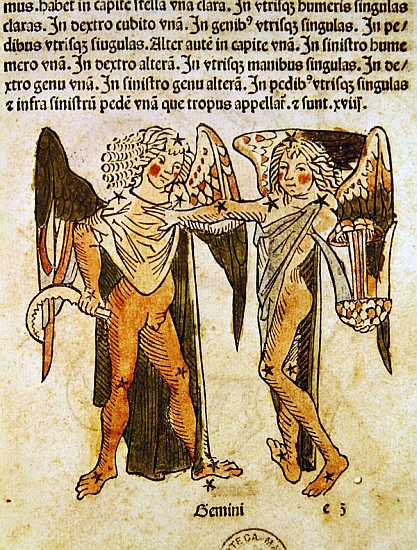 Gemini (the Twins) an illustration from the ''Poeticon Astronomicon'' C.J. Hyginus, Venice van Italian School