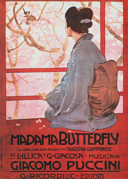 Poster voor ''Madame Butterfly'' door Giacomo Puccini  van Italian School