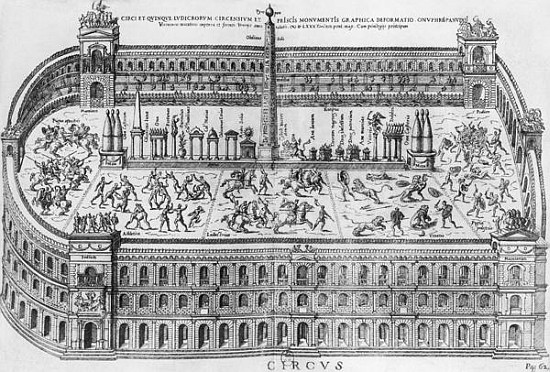 The Circus Maximus in Rome, c.1600 van Italian School
