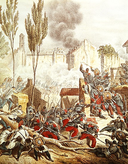 The Piedmontese and The French at the battle of Magenta in 1859 van Italian School