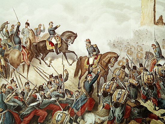 The Piedmontese and the French at the battle of San Martino in 1859 van Italian School