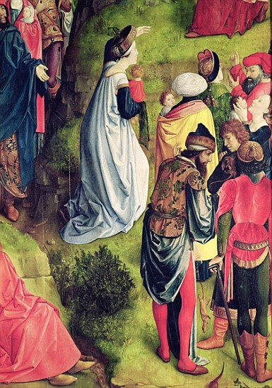 Triptych of the Crucifixion, detail of a group from the bottom right hand side, c.1465-68 van Joos van Gent (Joos van Wassenhove)