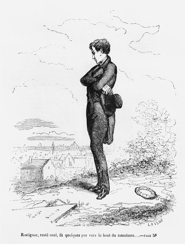 Left alone, Rastignac walked a few steps to the highest part of the cemetery'', illustration from '' van Laisne
