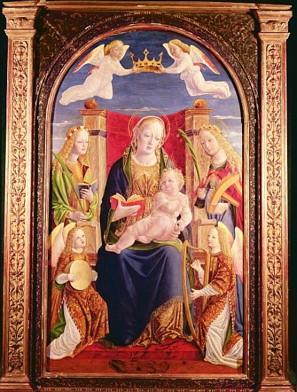 Virgin and Child with angel musicians and saints van Lombard School