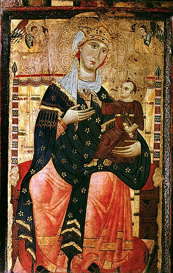 Enthroned Madonna and Child, c.1260 (canvas laid over poplar) van Luccanese School