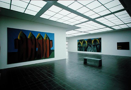 View of a gallery exhibiting works van Markus Lupertz