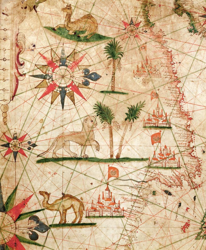 The North Coast of Africa, from a nautical atlas, 1651(detail from 330922) van Pietro Giovanni Prunes