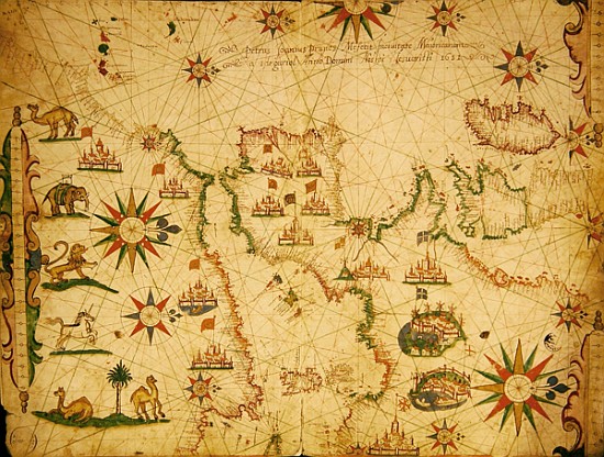 The Atlantic coasts of Europe and the Western Mediterranean, from a nautical atlas, 1651(see also 33 van Pietro Giovanni Prunes