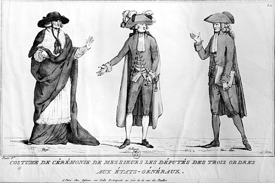 Ceremonial Costumes of the Deputies of the Trois Ordres aux Etats-Generaux, 4th May 1789 van Poulet