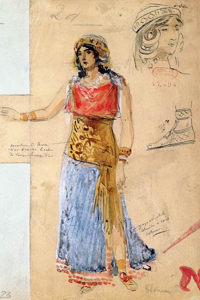 Costume design for the role of Isolde, in the opera ''Tristan und Isolde'', van Richard Wagner
