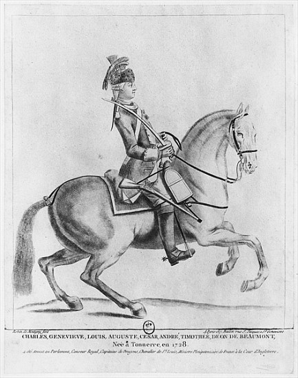 The Chevalier d''Eon as a Dragoon van Robin de Montigny