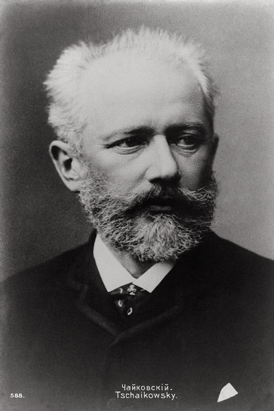 Piotr Ilyich Tchaikovsky (1840-93) (b/w photo)  van Russian Photographer