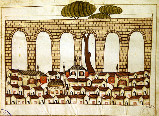 Ms. cicogna 1971, miniature from the ''Memorie Turchesche'' depicting the great aqueduct at Constant van Venetian School