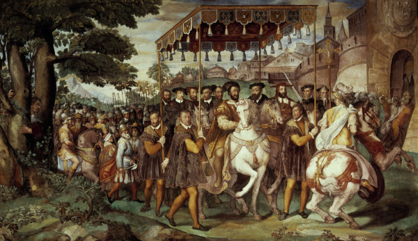Francis I receives Charles V , Zuccari. van Zuccari