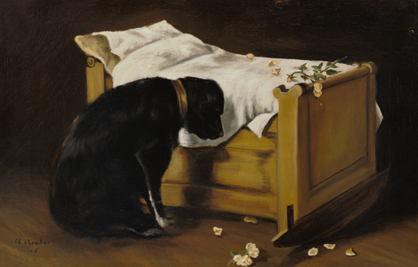 Dog Mourning Its Little Master van A. Archer