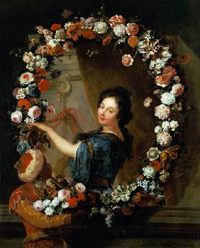 Portrait of a Woman Surrounded by Flowers, presumed to be Julie d'Angennes