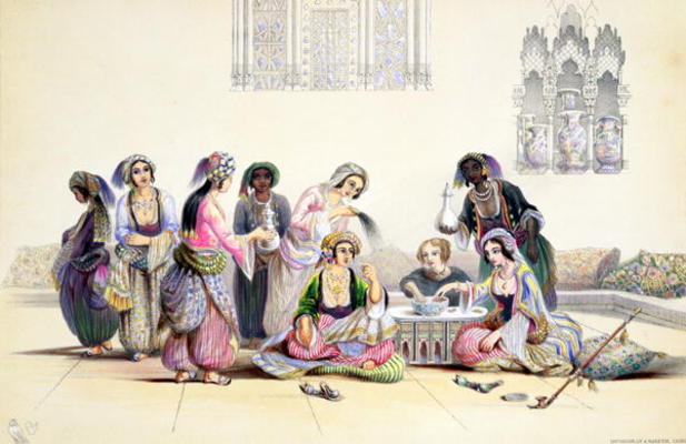 Interior of a Harem, in Cairo (colour litho) van A. Margaretta Burr