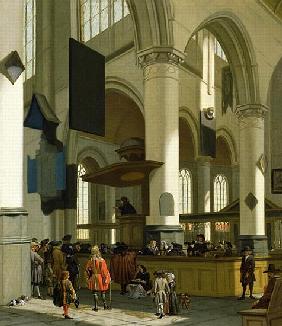 Interior of the Oude Kerk, Delft, with a preacher